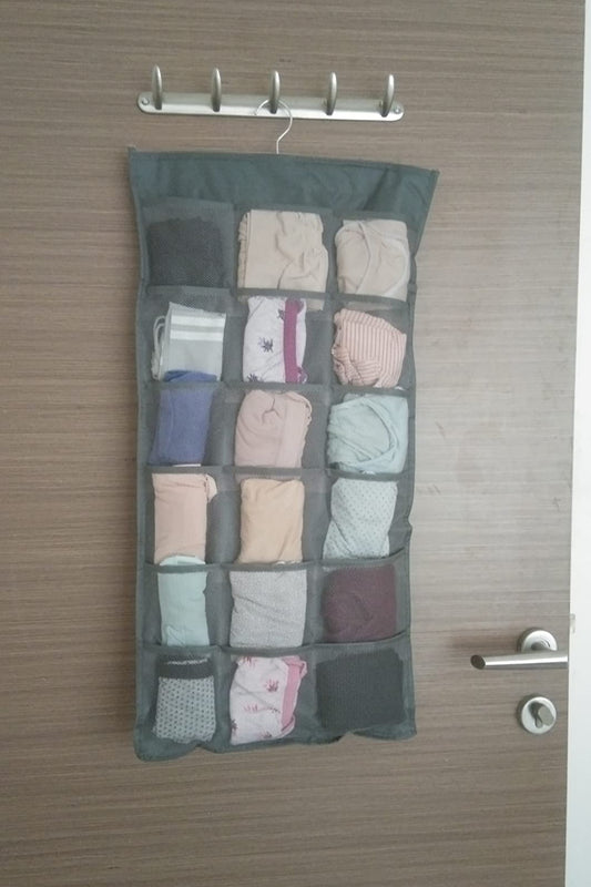 Double Sided Hanging Closet Organizer Storage Bag 30 Mesh Pockets
